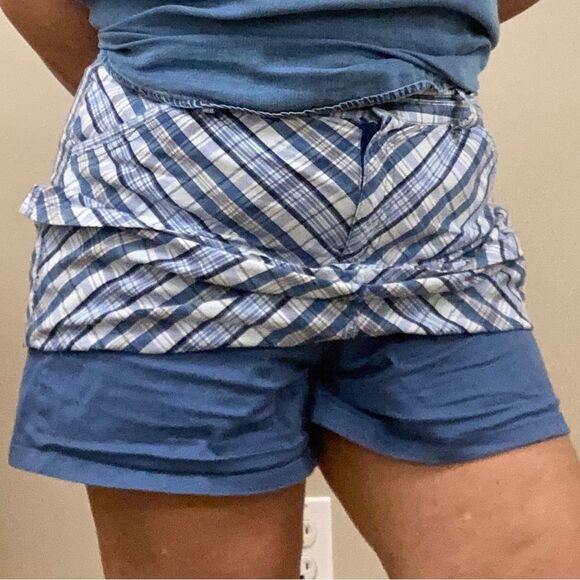 CROFT and BARROW Blue White Diagonal Plaid Skort Skirt Lined Womens Size 14 - Picture 6 of 14